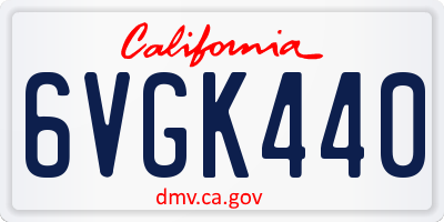 CA license plate 6VGK440
