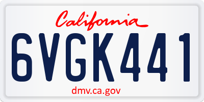 CA license plate 6VGK441