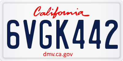 CA license plate 6VGK442
