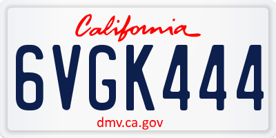 CA license plate 6VGK444