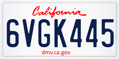 CA license plate 6VGK445