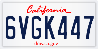 CA license plate 6VGK447