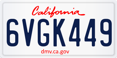 CA license plate 6VGK449