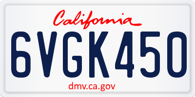 CA license plate 6VGK450