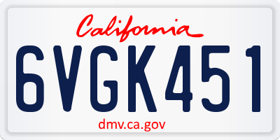 CA license plate 6VGK451