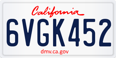 CA license plate 6VGK452