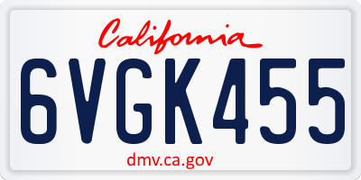 CA license plate 6VGK455