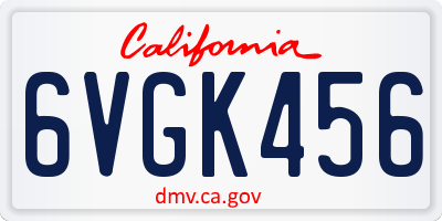 CA license plate 6VGK456