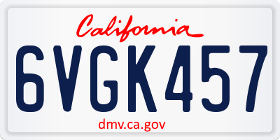 CA license plate 6VGK457