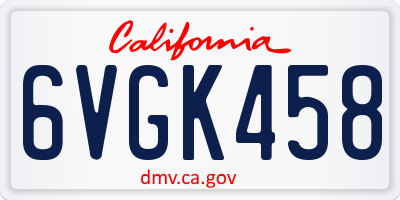 CA license plate 6VGK458
