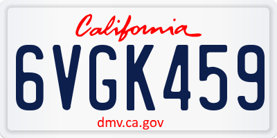 CA license plate 6VGK459