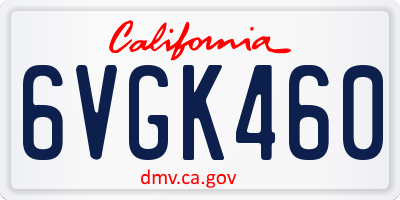 CA license plate 6VGK460