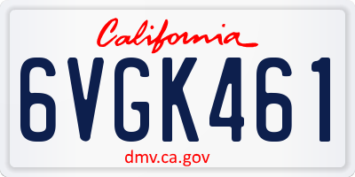 CA license plate 6VGK461