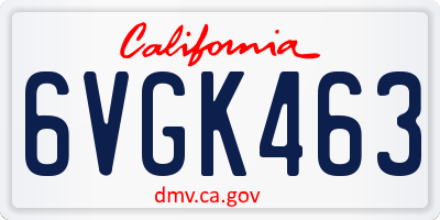 CA license plate 6VGK463