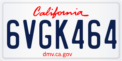 CA license plate 6VGK464