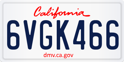 CA license plate 6VGK466