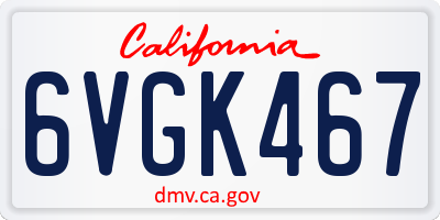 CA license plate 6VGK467