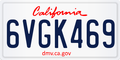 CA license plate 6VGK469
