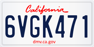 CA license plate 6VGK471