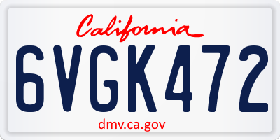 CA license plate 6VGK472