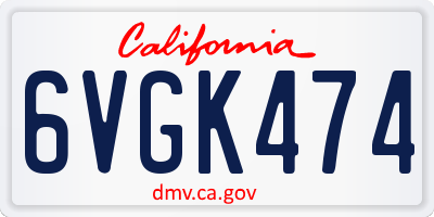 CA license plate 6VGK474