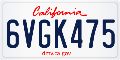 CA license plate 6VGK475