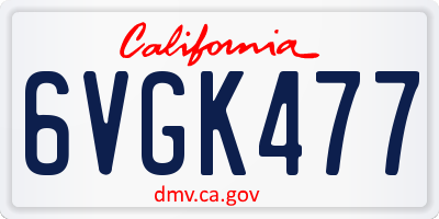 CA license plate 6VGK477