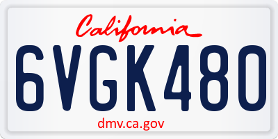 CA license plate 6VGK480