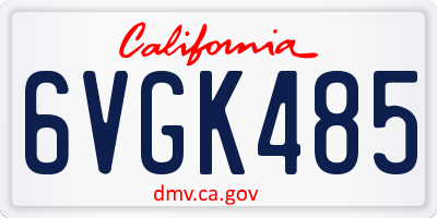 CA license plate 6VGK485