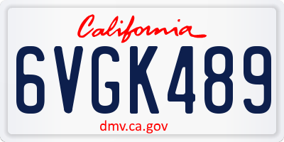 CA license plate 6VGK489