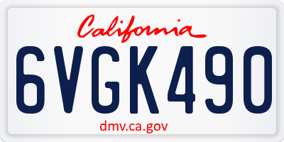 CA license plate 6VGK490