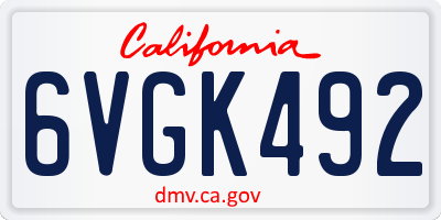 CA license plate 6VGK492