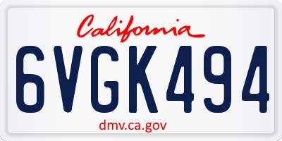 CA license plate 6VGK494