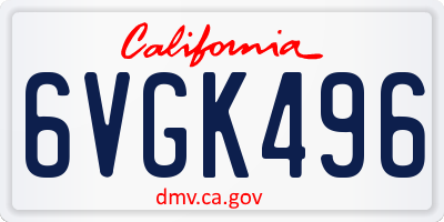 CA license plate 6VGK496