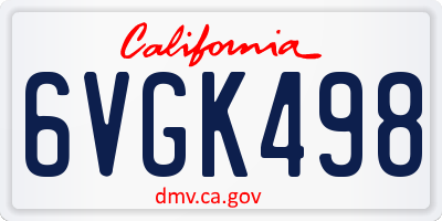 CA license plate 6VGK498