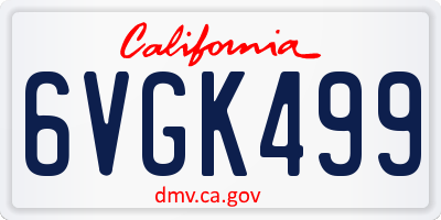 CA license plate 6VGK499