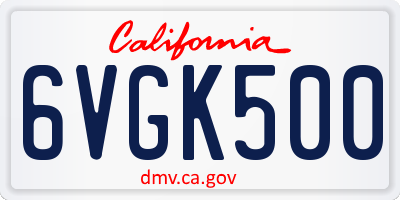 CA license plate 6VGK500