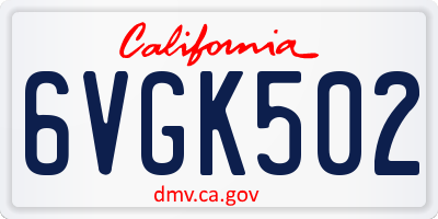 CA license plate 6VGK502