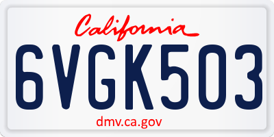 CA license plate 6VGK503