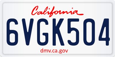 CA license plate 6VGK504