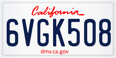 CA license plate 6VGK508