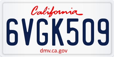 CA license plate 6VGK509