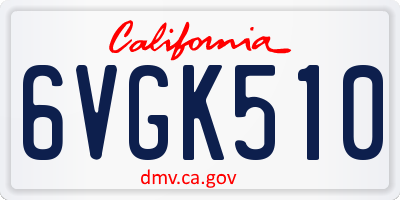 CA license plate 6VGK510