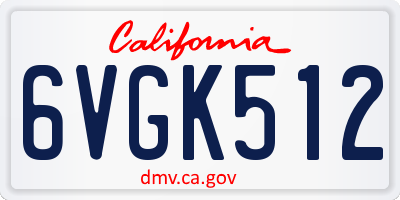 CA license plate 6VGK512
