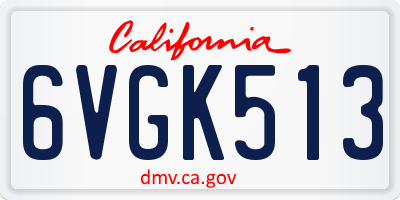 CA license plate 6VGK513