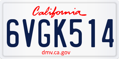 CA license plate 6VGK514