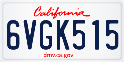 CA license plate 6VGK515
