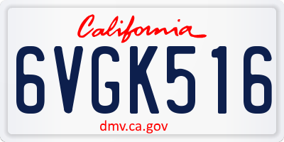 CA license plate 6VGK516