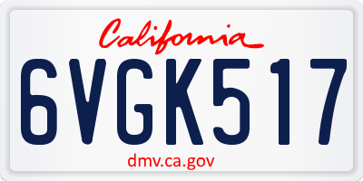 CA license plate 6VGK517