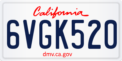 CA license plate 6VGK520